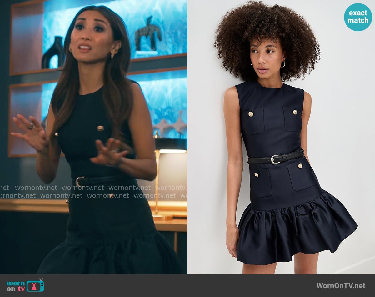 Self Portrait Taffeta Mini Dress worn by Ali Lee (Brenda Song) on Running Point