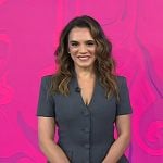 Sepideh Moafi's grey v-neck buttoned mini dress on Today