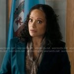 Selena’s paisley print tie-neck blouse on High Potential