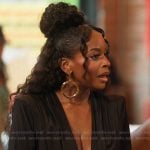 Porsha’s black drape bodysuit on The Real Housewives of Atlanta