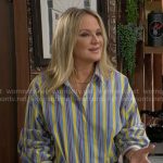 Sharon’s blue and yellow striped shirt on The Young and the Restless