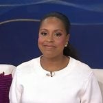 Sheinelle’s white top and belted denim skirt on Today