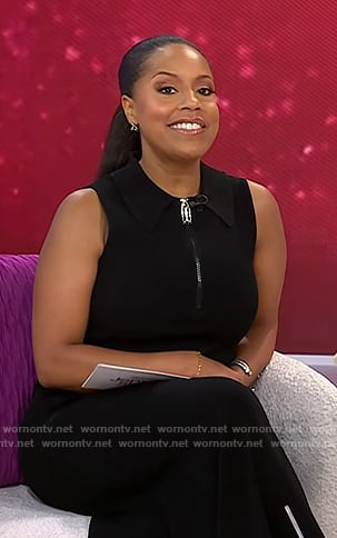 Sheinelle’s black zip front sleeveless dress on Today