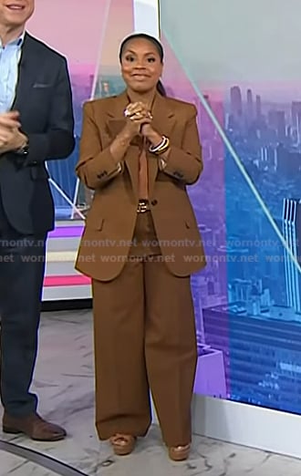 Sheinelle's brown blazer and pant suit on Today