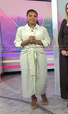 Sheinelle's mint green tie front shirtdress on Today