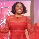 Sherri’s red sheer ruffle mini dress on Sherri