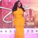 Sherri’s yellow fringe knit dress on Sherri