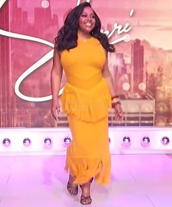 Sherri’s yellow fringe knit dress on Sherri