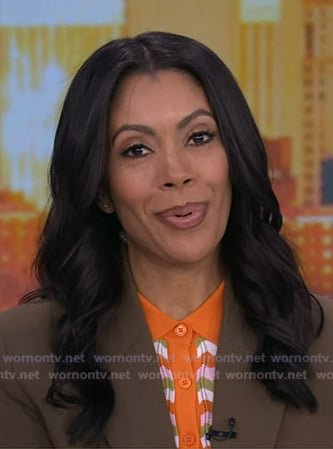 Shirleen's orange stripe crochet cardigan on Good Morning America
