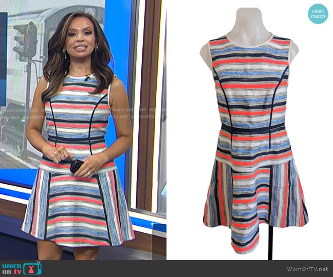 Shoshanna Striped Shift Mini Dress worn by Adelle Caballero on Today