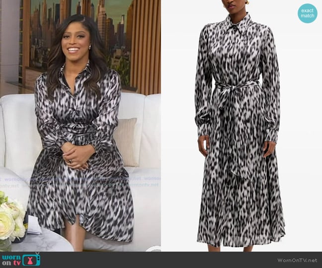 Morgan’s grey animal print shirtdress on GMA
