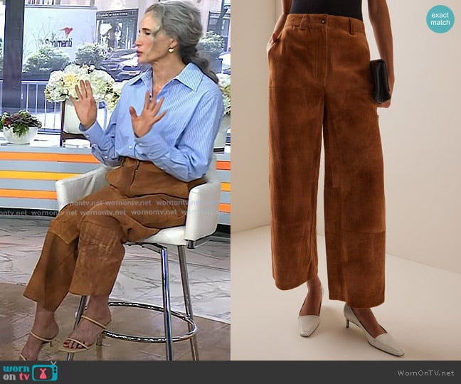 Simkhai Bates Suede Straight Leg Pant worn by Andie MacDowell on Today
