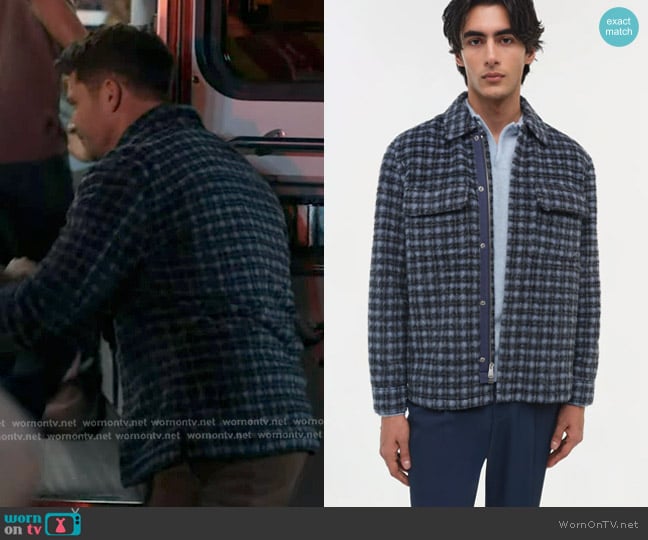 Simkhai Caleb Brushed Plaid Shirt Jacket worn by Evan Buckley (Oliver Stark) on 9-1-1