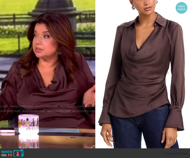 Simkhai Symone Long-Sleeve Cowl-Neck Top worn by Ana Navarro on The View