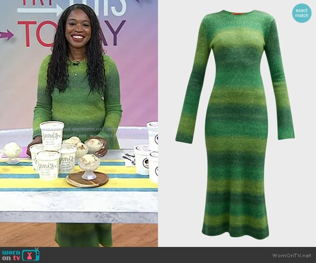 Simon Miller Axon Dress in Gummy Green Multi worn by Jamila Robinson on Today