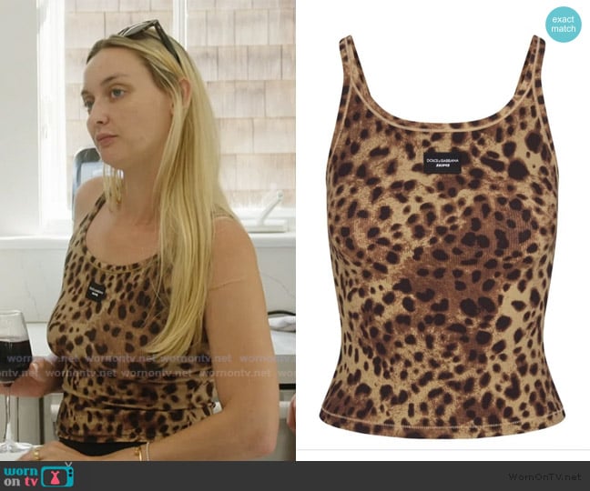 Skims x Dolce & Gabbana Cotton Rib Scoop Tank Leopard worn by Bailey Taylor on Summer House