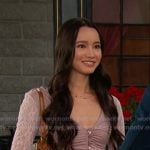 Sophia’s pink lace sleeve top on Days of our Lives