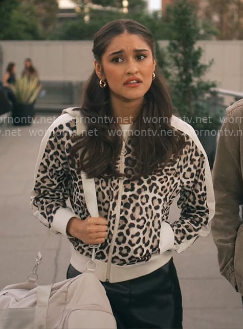 Sofia's leopard print jacket on Running Point