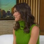 Sophie Flay’s green turtleneck sleeveless sweater on Good Morning America
