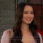 Sophia’s pink lace sleeve top on Days of our Lives