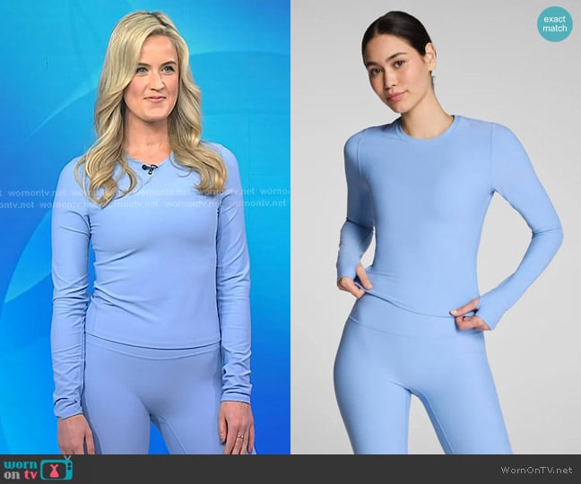 Spanx Long Sleeve Top in Petal Blue worn by Kelsea on Today