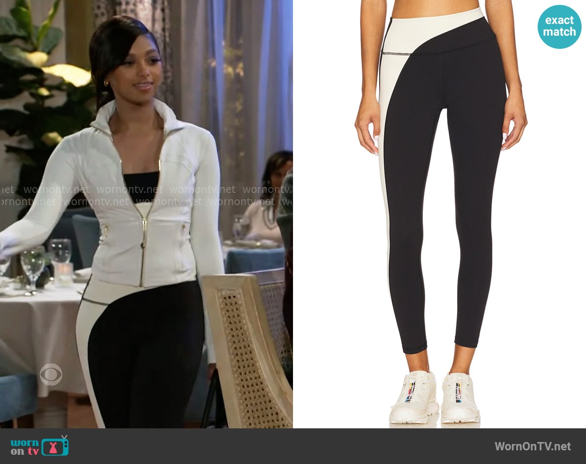 Kat’s two tone leggings on Beyond the Gates
