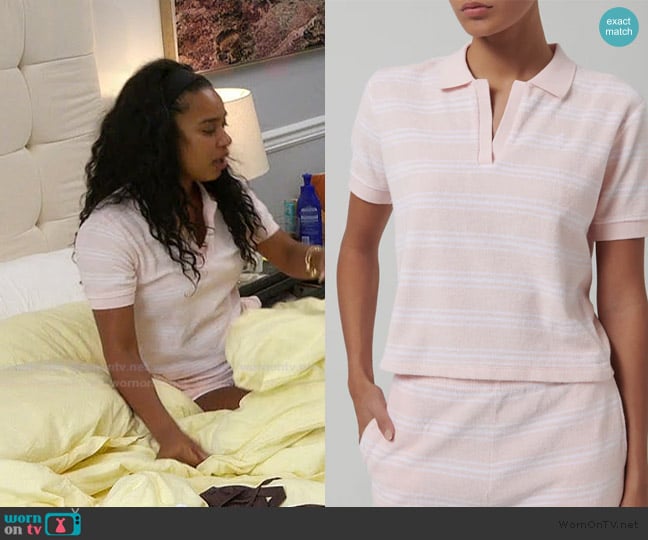 Sporty and Rich Pink Src Terry Polo worn by Mia Calabrese on Summer House