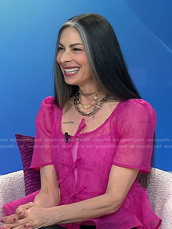 Stacy London’s pink organza peplum top on Today
