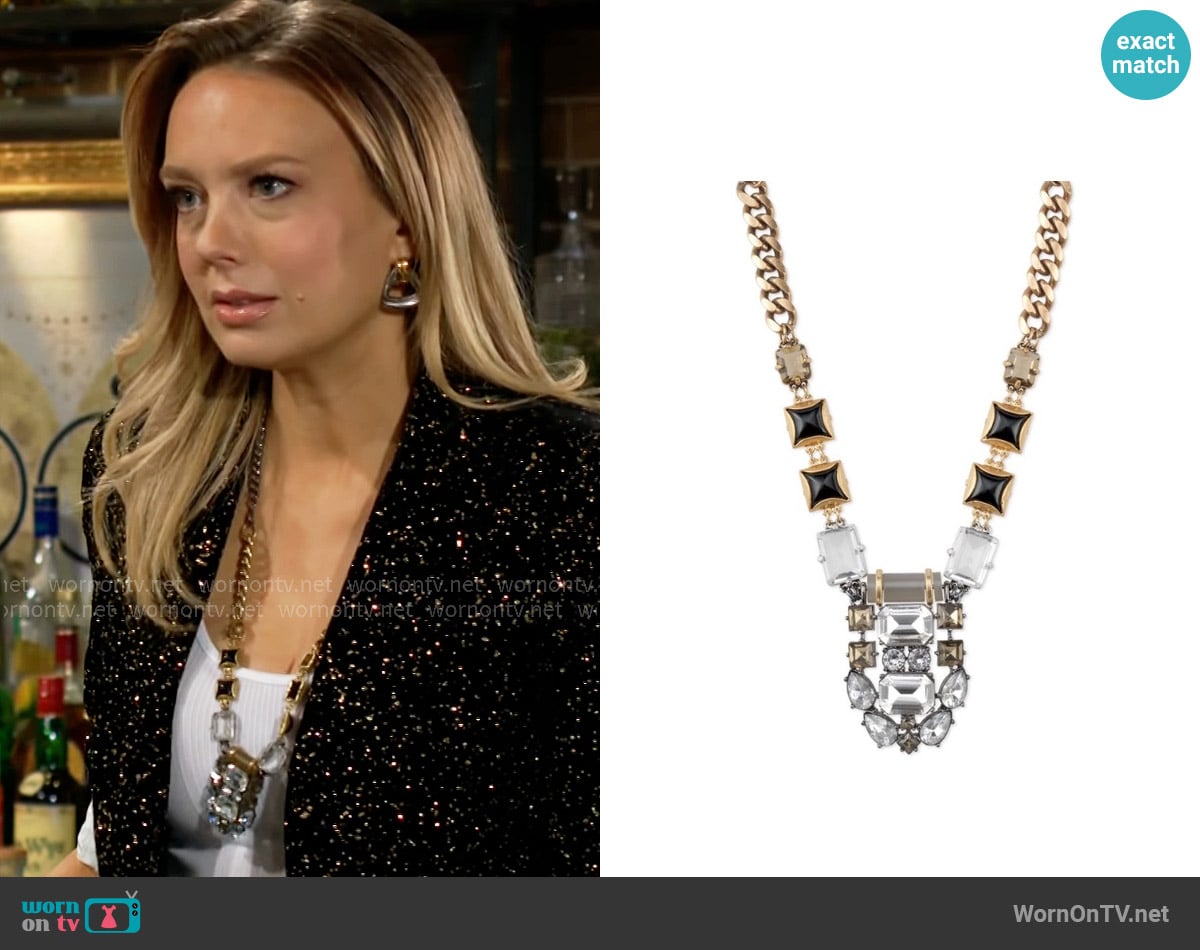 Stella & Dot Phoenix Pendant Crystal Statement Necklace worn by Abby Newman (Melissa Ordway) on The Young and the Restless