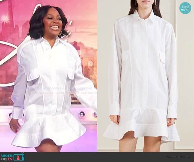 Stella McCartney Pique-trimmed cotton-poplin mini dress worn by Sherri Shepherd on Sherri