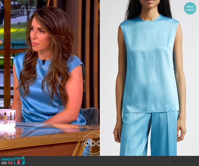 Alyssa’s blue satin top on The View