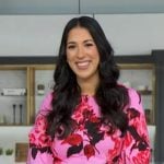 Stefani Sassos's pink floral jacket and pants on Good Morning America