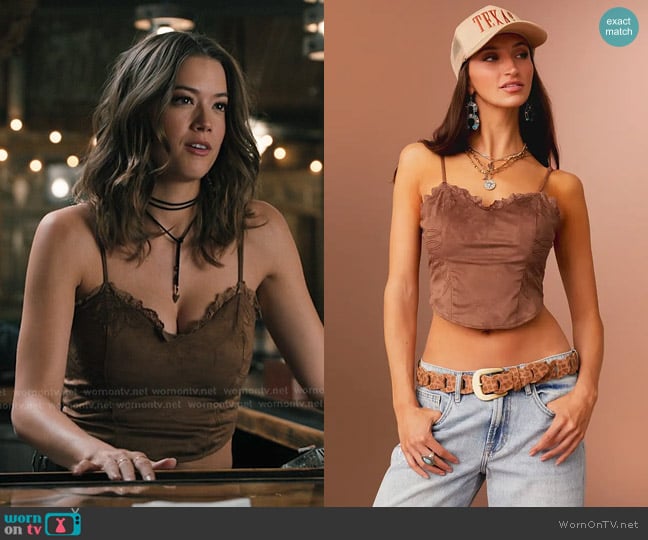 Sterling & Stitch Western Faux Suede Cropped Tank Top worn by Maddie (Morgan Lindholm) on Marshals