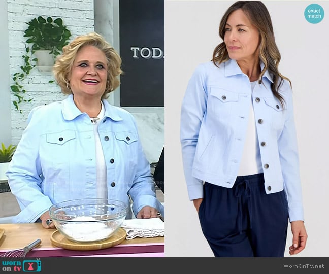 Style & C Classic Denim Jacket in Rain Song worn by Donna Richards on Today