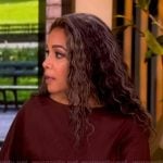 Sunny’s brown gathered waist dress on The View