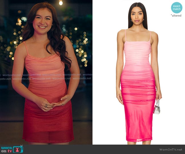 Superdown Lauryn Midi Dress in Pink Ombre worn by Katherine Song-Covey (Anna Cathcart) on XO Kitty