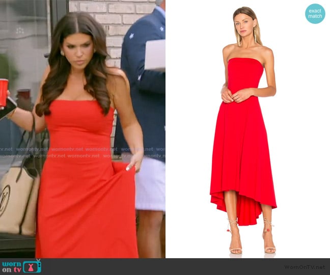 Susan Monaco Strapless Hi Low Dress worn by Jo-Ellen Tiberi on The Real Housewives of Rhode Island