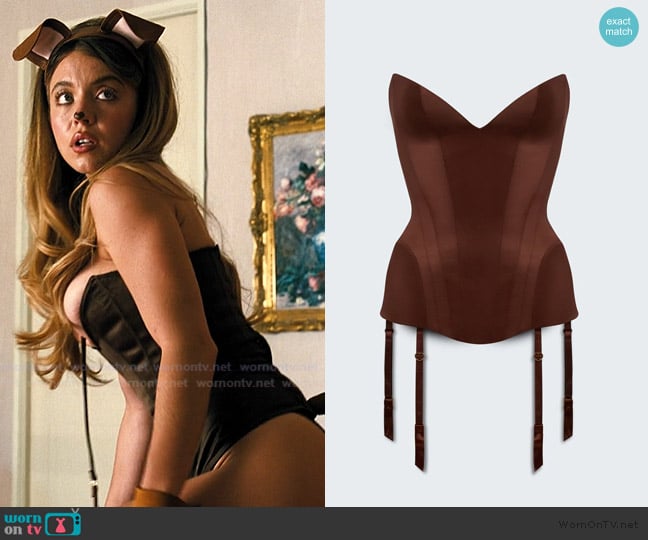 Syrn Date Night Satin Corset worn by Cassie Howard (Sydney Sweeney) on Euphoria