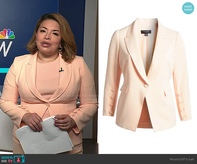 Tahari ASL One-Button Blazer in Parfait worn by Gilma Avalos on NBC News Daily