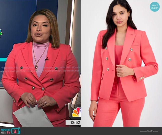 Tahari ASL Twill Double-Breasted Blazer worn by Gilma Avalos on NBC News Daily