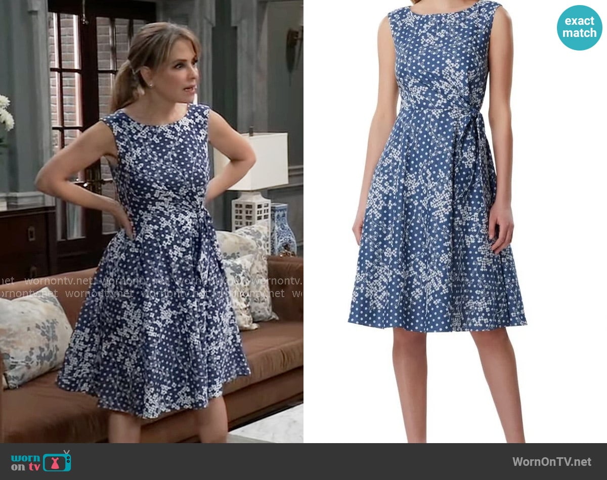 Tahari Sleeveless Embroidered Dress worn by Olivia Falconeri (Lisa Lo Cicero) on General Hospital