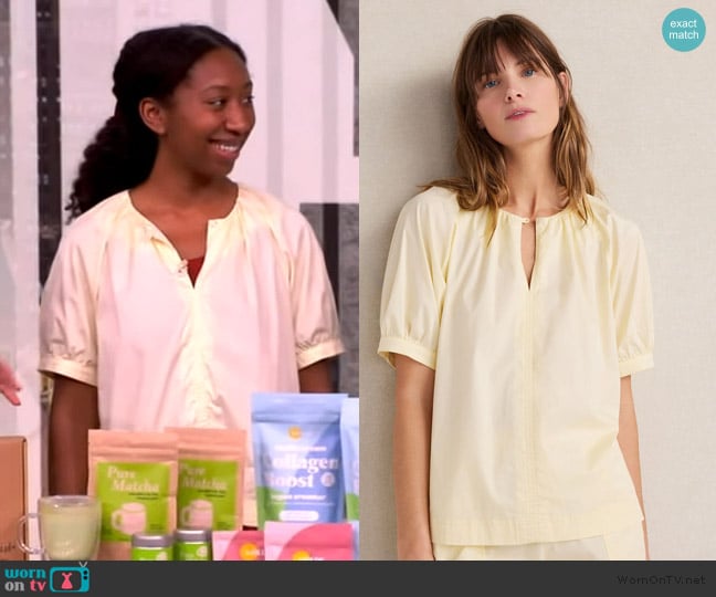 Talbots Organic Cotton Twill Split Neck Top worn by Trinity Mouzon Wofford on The View