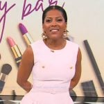 Tamron's pink belted dress on Tamron Hall Show