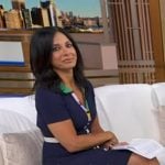 Dr. Tara Narula’s navy rainbow trim collared dress on Good Morning America