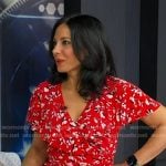 Dr. Tara Narula’s red floral ruffle wrap dress on Good Morning America