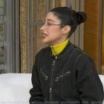 Taylor Ortega’s black zip denim jacket on Good Morning America