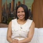 Stephanie’s white tweed vest on Good Morning America