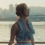 Yuri’s blue textured asymmetric skirt on XO Kitty