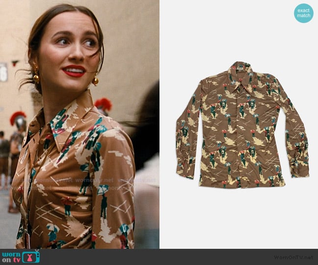 The Era NYC Vintage Nik Nik Brown button up shirt worn by Lexi Howard (Maude Apatow) on Euphoria