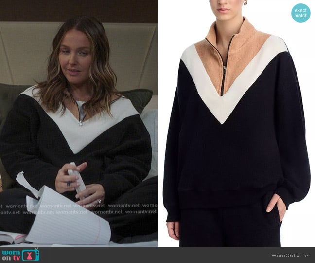 The Great Color Blocked Mock Neck Quarter Zip Top worn by Jo Wilson (Camilla Luddington) on Greys Anatomy